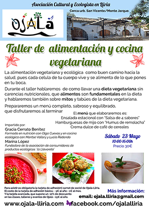 Taller de alimentación y cocina vegetariana : Sábado 23 Mayo